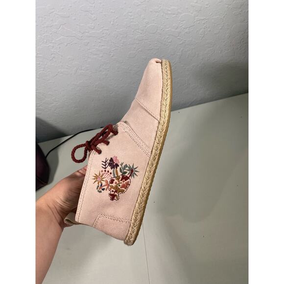 Toms Women's Bota Floral Embroider Blush Suede Booties Shoes Size 9.5 - Picture 8 of 8